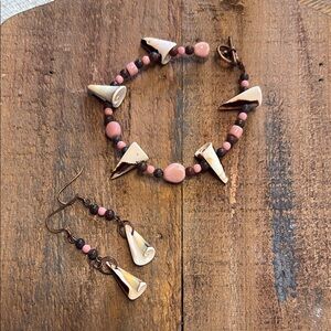 Pink and Brown Seashell Beaded Jewelry Set